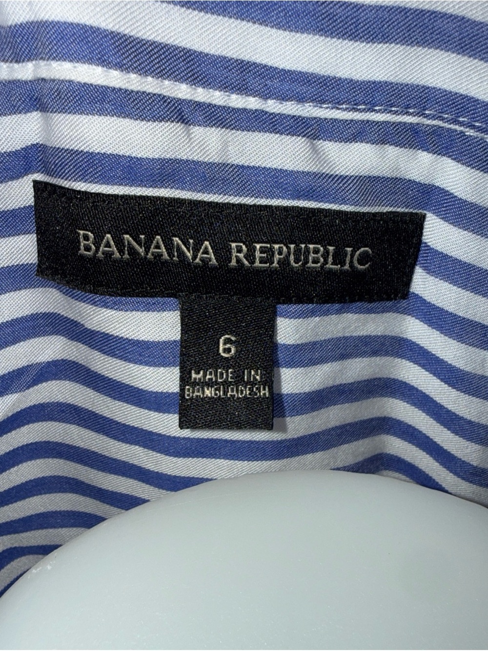 Banana Republic Classic Shirt Dress Womens 6 Blue White Stripe Nautical *READ - Picture 8 of 13